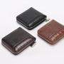 High Quality Custom  Retro spliced stone pattern coin black wallet horizontal three-fold chain men's short wallet