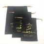 Custom Gold Logo Black Jewelry Drawstring Dust Velvet Bag Super Soft Velvet Gift Cosmetic Pouch