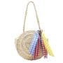 OEM ODM Sac Plage En Paill 2022 Bolso Paja Bolsa De Palha Bors Paglia Handmade Round Woven Summer Beach Straw Tote Shoulder Bags