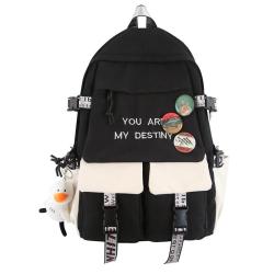HR033 Teenage Kids Nylon School Bags College Students Leisure Laptop Backpack Popular Cute Pendant Mobile Phone Multiple Bags