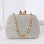 New fashion rhinestone handle handbag lady metal crossbody bag women beautiful evening bags glitter fabric clutch bag