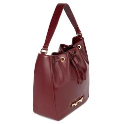 Burgundy Falbala Custom Handbag Custom Size Printed Logo Bucket Bags Large Capacity Handbags