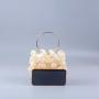 Custom acrylic resin beads woven Handmade Women's Evening Bags Mini Pearl Beaded Handbag with Hollow out Feature
