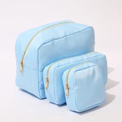 Stock S M L XL Ice Blue Nylon Pouch Bag Multi Colors Gift Wedding Bridesmaid Cosmetic Bag For Girls Women Large Makeup Bag