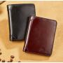 ZF208 Men Wallet Genuine Leather Oil Waxed Head Layer Cowhide Anti-theft Brush Vertical Card Bag Short Trifold Money Clip