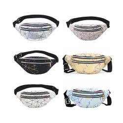 Holographic PU Leather Stitching Pattern Unisex Diagonal Fanny Pack Personalized Lingge Laser Waist Bag