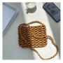 2023 Summer Korean Version Braided Design Crossbody Bag Small New Wooden Bead Sling Womens Shoulder Bag Fashion Hollow Bag