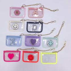Fashion Designer Women PVC Card Holder Keychain Mini Bag Ladies Lipstick Organizer Purse Mini Wallets Kids Clear Cute Coin Purse