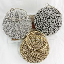 customize Bling Wholesale Crystal Latest Trendy Clutch Bags Round Rhinestone Evening Dinner Clutch Bag Women