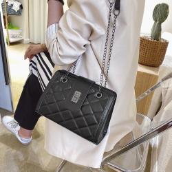 Hot Selling Pu Leather Bags for Women 2024 New Trendy Chain Fashion Shoulder Bag with Simple Embroidered Thread Crossbody Bag