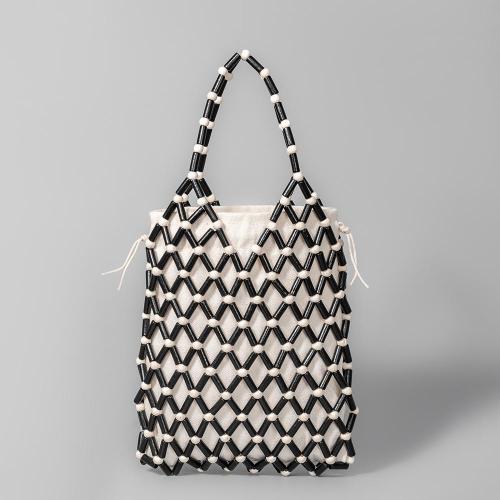 Fashionable Design Handwoven Hollow Wooden Bead Handbag