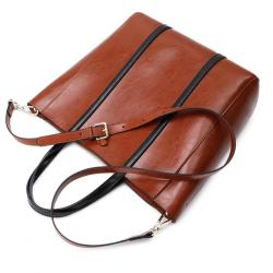 Leisure Fashion Designer Large Capacity Vintage Oil Wax Genuine Leather Ladies Shoulder Tote Bag Women Purses And Handbags