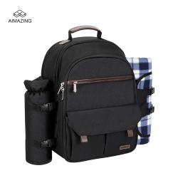 Big Separate Compartment Picnic Basket Set Backpack Bag with Mat Designer Insulated Waterproof CANS Polyester Cooler Backpack