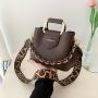 2024 Winter New Bucket Bag Three Shoulder Belt Chain Handbag European And American Fashionable Women's Shoulder Bag