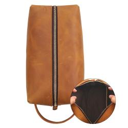 Leather Travel Cosmetic Make Up Bag For Men Travel Toiletry Bag Kit Large Capacity Portable Travel Wash Bag For Women
