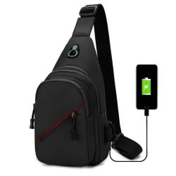 Wholesale Modern Design Outdoor Waterproof Crossbody Bag With USB Port Custom Chest Bag Crossbody Singe Shoulder Bag For Men