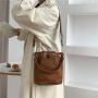 New design handbags nylon lady shoulder bag Fashion fold messenger bag for women PU stitching bucket small crossbody bag
