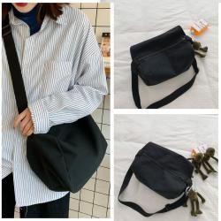 Custom Factory Direct Women Simple Casual Messenger Canvas Bag Solid Color Student School Bag Korean Shoulder Bag Wholesale