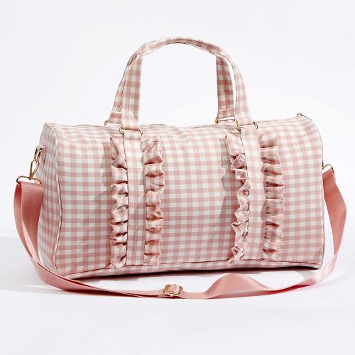 Wholesale Custom Large Capacity Weekend Travel Bag Gym Women Sports Bag Cute Lace Gingham Duffel Bags