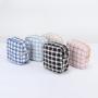 Keymay RTS Girls Cute Small Portable Cosmetic Storage Zipper Fabric Pouch Fall Winter Plaid Makeup Bag Tweed Cosmetic Bag Women