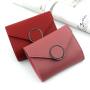 low price Hot Selling Simple Cute Short Wallet Three-fold Small Coin Purse Multi-function Solid Color Wallet For Women