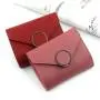 low price Hot Selling Simple Cute Short Wallet Three-fold Small Coin Purse Multi-function Solid Color Wallet For Women