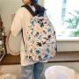 HR354 Schoolbag Female INS Girl Backpack Nylon Waterproof College Student Graffiti Colored Backpack Travel Soft Lightweight Bag