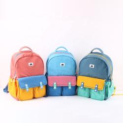 CHANGRONG Custom pink color block kids student backpack bag for Boys Girls
