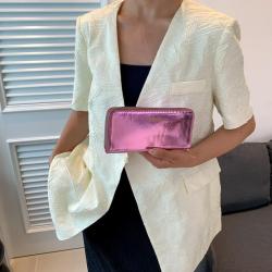 HR547 Women's Wallet With Long Zipper PU Leather New Painted Contrast Long Leisure Handheld Money Clip Wallet Envelope Purse
