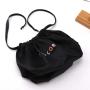 Hot Sale Black Round Bottom Satin Drawstring Cosmetic Boxs Gift Storage Pouch Custom Satin Silk Dust Hair Bag