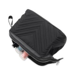 High Capacity Leather Makeup Travel Case Brush Organizer Bag Leather Travel Toiletry Cosmetic Bag