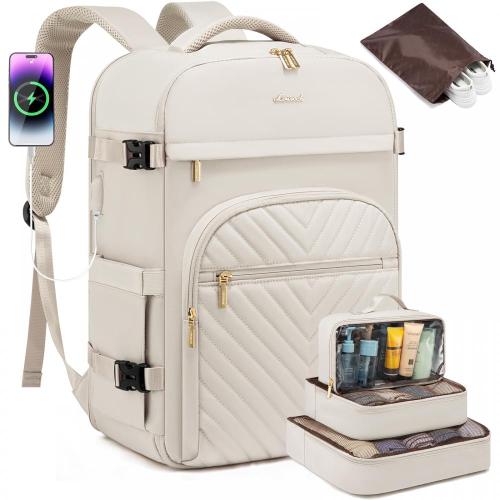 LOVEVOOK TSA-friendly Backpack Carry on 40L Travel Bag 17" Laptop with USB Port Waterproof with 4 Packing Cubes Travel Backpack