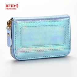 ZHF008 RFID Wallet Colorful Litchi Pattern Women's Organ Handbag Zipper Zero Wallet Bank Card Multi-card Card Cover