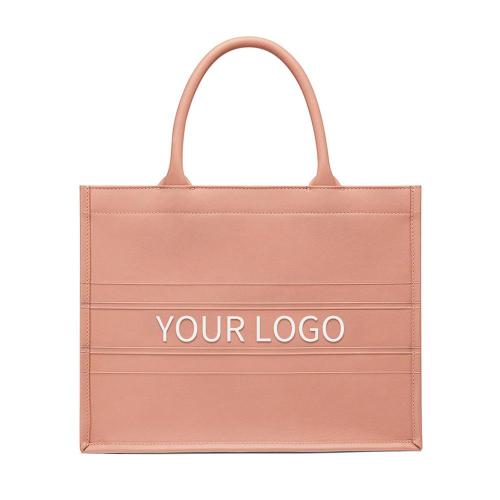 OEM ODM Custom Logo Pu Leather Ladies Hand Bags Fashion Debossed Handbags Wholesale High Quality Trendy Luxury Womens Tote Bags