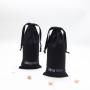 Recyclable Black Linen Cotton Gift Cosmetic Pouch Drawstring Cotton Linen Material Bag For Skincare Products Packaging
