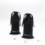 Recyclable Black Linen Cotton Gift Cosmetic Pouch Drawstring Cotton Linen Material Bag For Skincare Products Packaging