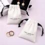 Recyclable Custom Logo Printing Brush Canvas Jewelry Ring Storage Pouch Luxury Soft Drawstring Cotton Jewelry Packing Dust Bag