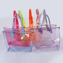 New No Moq Waterproof Transparent PVC Nylon Zipper Tote Bags Travel Handbag Tote Bags For Girls