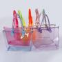 New No Moq Waterproof Transparent PVC Nylon Zipper Tote Bags Travel Handbag Tote Bags For Girls