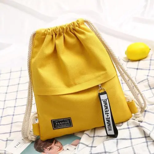 Gelory Promotional Eco Friendly Custom Logo Printed Drawstring Bag Canvas Drawstring Backpack