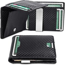 Slim front pocket wallet leather money clip card holder pu money clip with coin purse