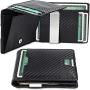 Slim front pocket wallet leather money clip card holder pu money clip with coin purse
