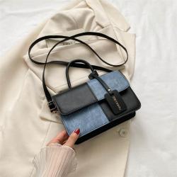 Fashionable spliced Textured Handbag, Summer Commute Foreign-style Shoulder Crossbody Square Bag, Trendy