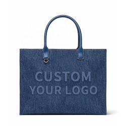 New Arrival Oem Odm Denim Ladies Handbags Custom Logo Pu Leather Hand Bags Wholesale Trendy Fashional  Large Womens Tote Bags