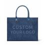 New Arrival Oem Odm Denim Ladies Handbags Custom Logo Pu Leather Hand Bags Wholesale Trendy Fashional  Large Womens Tote Bags