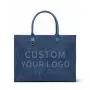 New Arrival Oem Odm Denim Ladies Handbags Custom Logo Pu Leather Hand Bags Wholesale Trendy Fashional  Large Womens Tote Bags