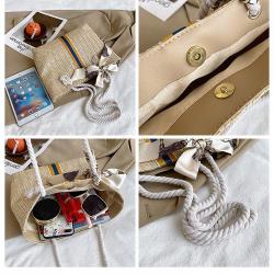 KBW213 New Fashion Women Straw Bag Simple Texture Shoulder Beach Bag Large Capacity Travel Tote Bag For Ladies