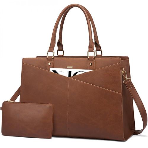 LOVEVOOK 2024 Stylish Ladies Handbags Laptop Work Shoulder Tote Computer Bags Pu Leather 15.6 inch Women Briefcase Laptop Bags