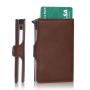 Factory wholesale leather pop up wallet rfid metal card holder aluminum metal wallet