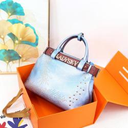 Ladysky Super product fashion tote bag for women super personalized metal letter handbag playful ladies shoulder jeans bag belt